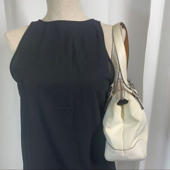 Coach Satchel Reversible Handles Ivory Canvas/Leather Trim M042-1834 - Picture 12 of 13